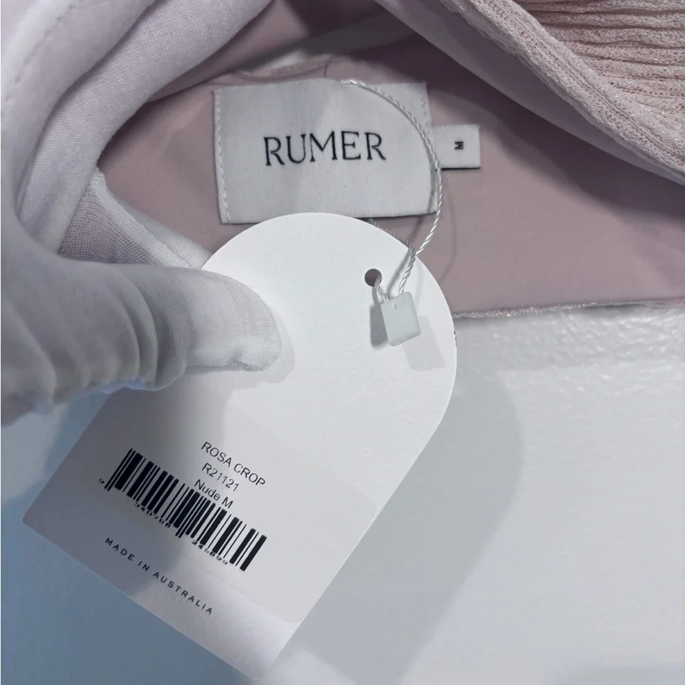 Rumer Rosa Ribbed 2 Piece Square Neck Bikini Swimsuit Set Nude Size Medium NWT